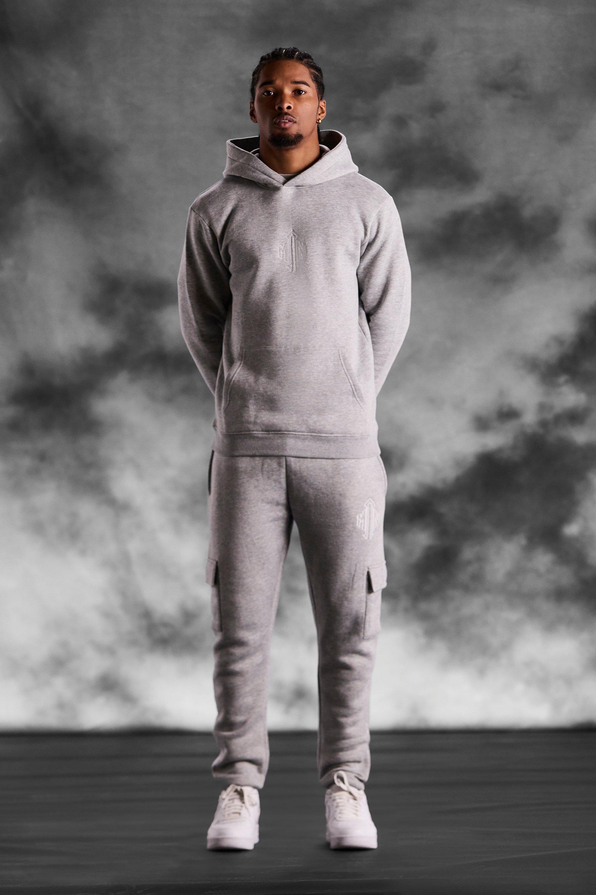 Boohooman grey hot sale tracksuit